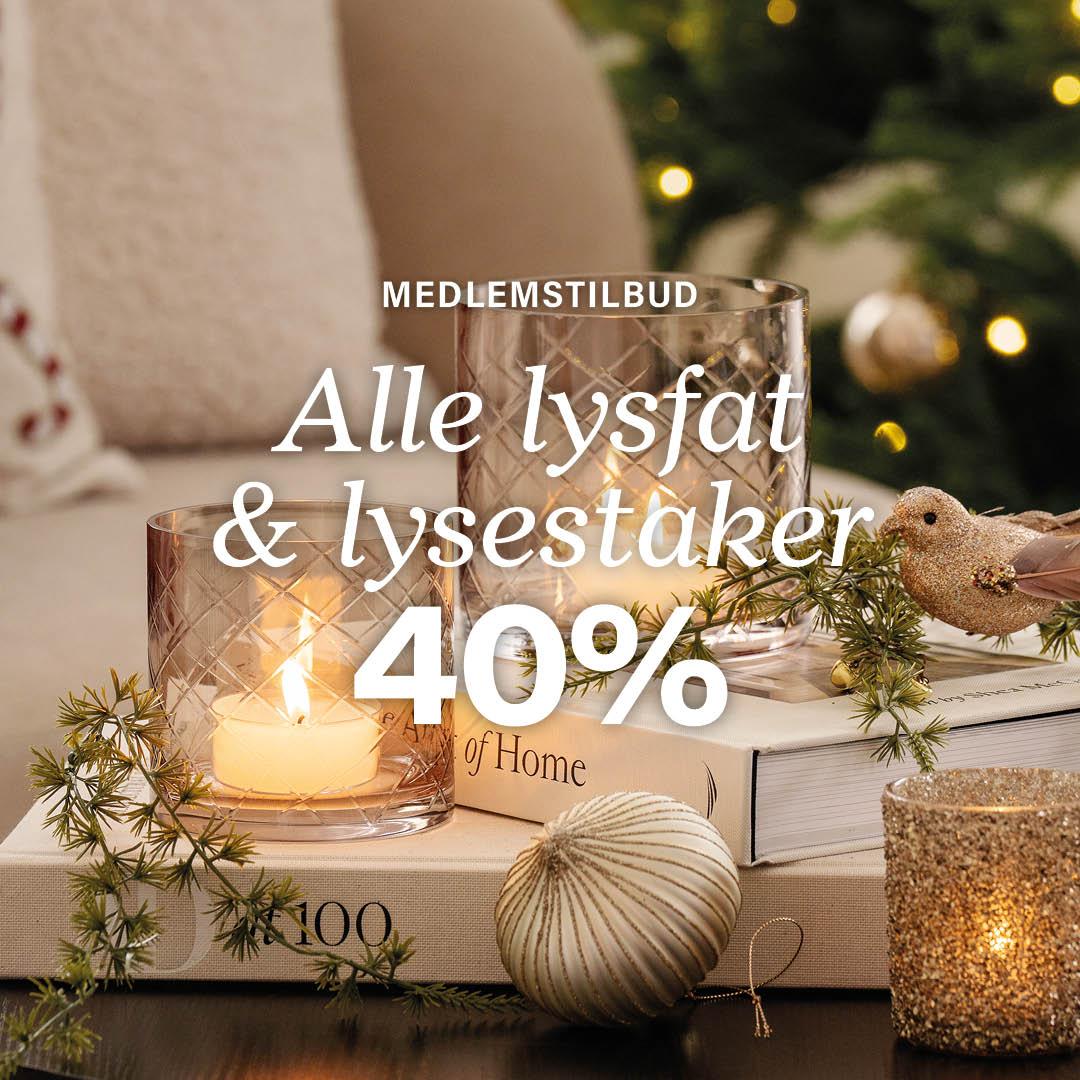 Lysestaker og lysfat tilbud