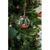 Julekule Bil i glasskule rød hengende på juletre