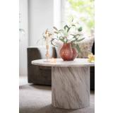 Sofabord med marmor look med vase, lysestake og glassfigur