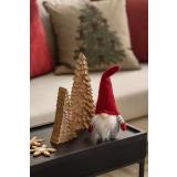 Dekortre i mangotre på sidebord med nissefigur