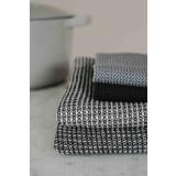 Samlebilde av kjøkkenhåndkle og kluter i sorte og grå toner 