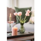 Lysfat rille med vase stelle, tulipaner og lysestake fleur