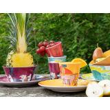 Mummi servise i flere farger brukt til frukt og grønt