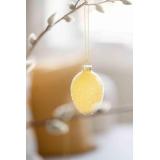 Glassegg med perler gul på gren gåsunger