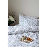 Krepp sengesett blå blomster