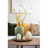 Telysholder egg grønn på mangotre lysfat med glassegg