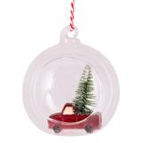 Julekule Bil i glasskule rød