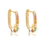 Ovale øreringer med stjerne og multifargede krystaller