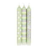 Kronelys 100% stearin 3 pk, Blomst grønn