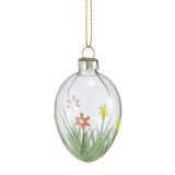 Glassegg dekorert med blomster