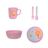 Lykketegning - God morgen/ God natt Barnesett 35 cl rosa