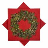 Serviett Julekrans rød