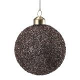 Julekule glitter perle 8cm brun
