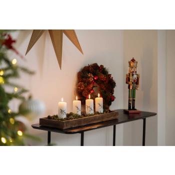 Adventslys 4 pk hvit stylet på lysfat mangotre