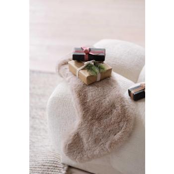 Julestrømpe Faux fur med gaver på puff