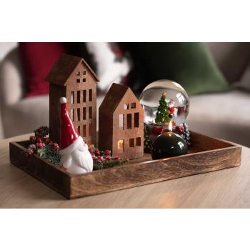 Lysfat mangotre rektangulært 43X27cm styles med kanelhus og nisse