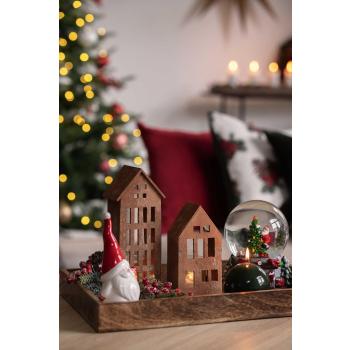 Snøkule Christmas på lysfat med kanelhus