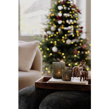 Telysholder Glitter Grønn i to størrelser på serveringsfat tinde