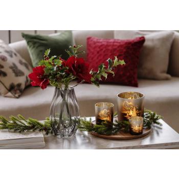 Lyslykt vinterfjell i tre størrelser på lysfat i stuemiljø