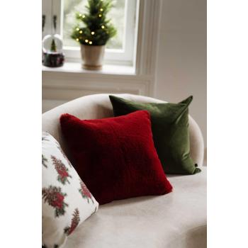 Putetrekk Faux fur rød i sofa med matchende putetrekk