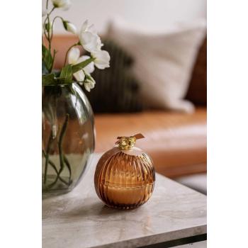 Duftlys julekule brun på sofabord