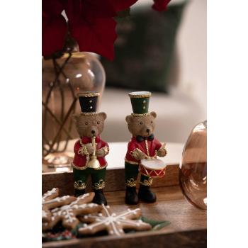 Bjørn med tromme og fløyte på lysfat med pepperkaker