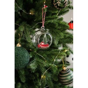 Julekule Bil i glasskule rød hengende på juletre
