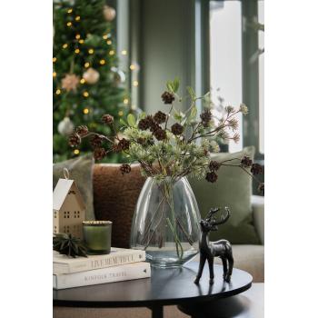 Gren Mistel med hvite bær i glassvase