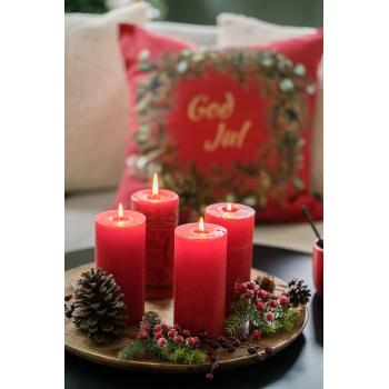 Duftlys Cranberry spice 15cm på lysfat