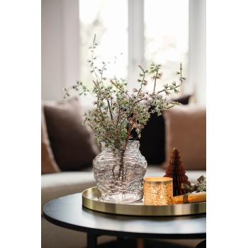 Gren sedertre i glassvase på bord