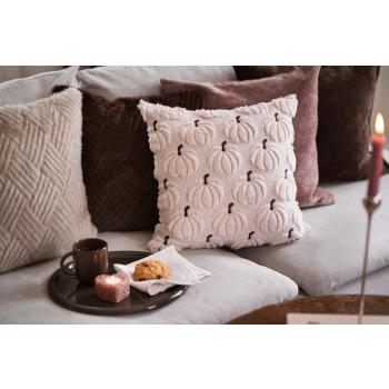 Putetrekk Pumpkin kombinert med faux fur ruter i beige og brun