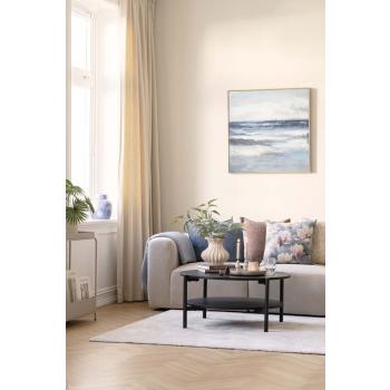 Stuemiljø i blå og beige farger