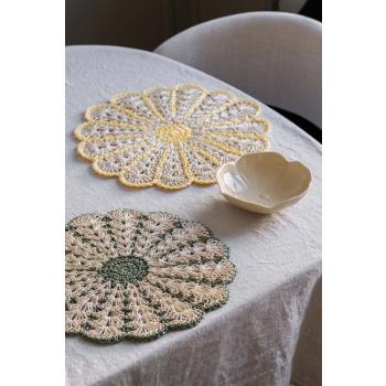 Dekkebrikke blomst i gul og grønn