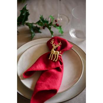 Serviettringer i gull med hjort