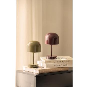 Bordlampe Napoli i grønn og burgunder på konsollbord