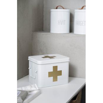 vaskepulverboks til hvitt tøy på hylle