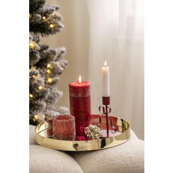 Lysfat med telysholder Angel, kubbelys cranberry, lysestake sløyfe og julekule bjelle