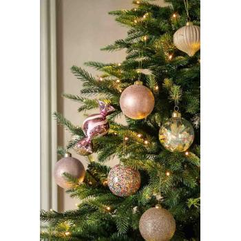 Julekule dråpe rille rosa i juletre med matchende julekuler