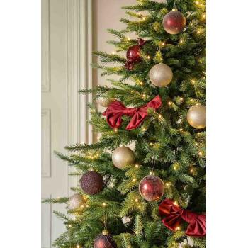 Julekule glitter perle burgunder i juletre med matchende julekuler