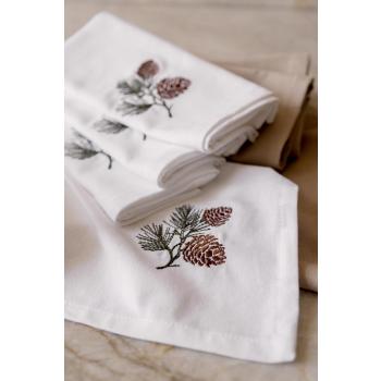 Tøyserviett med konglebroderi