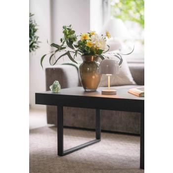 Sofabord Millie med vase, blomster, glassfigur og bordlampe