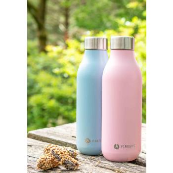 Lyseblå og lyserosa termoflaske fra les artistes