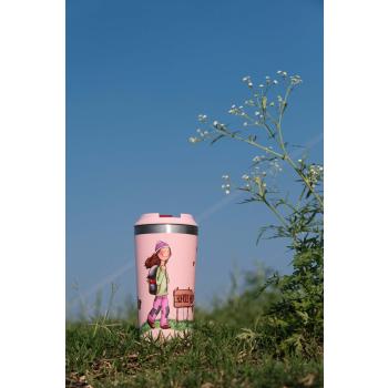 Lykketegning - Hjertets vei Termokopp rosa på tur i gresset