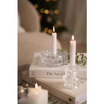 Lysestake Evelyn  og Glitre med hvite kronelys