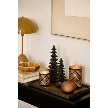 Lysfat rille med dekortre cole, lysholder pavia og duftlys gresskar