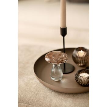 Glassfigur sopp på lysfat