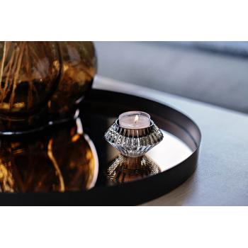 lysholder i olivenfarget glass kombinert telysglass og kronelysestake