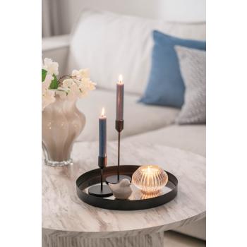 Lysfat med lysestaker, lysholder og dekorfugl