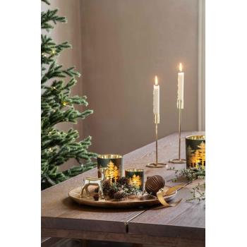 Telysholder Skog på lysfat med dekor og pynt