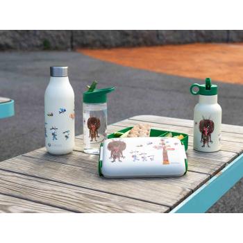 Samlebilde av lunsj-sett med Bukkene Bruse design i krem/grønn